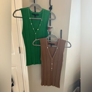 LIKE NEW White House Black Market Ribbed V-Neck Tank Top Sweaters💚🤩🤎